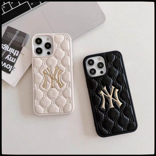202302 AQLA Luxury MLB Classic Bronzing Leather Case for iPhone