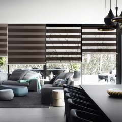 [Emlux] Motorized Roller Shades: 100% Polyester Full & Semi Blackout Zebra Blinds