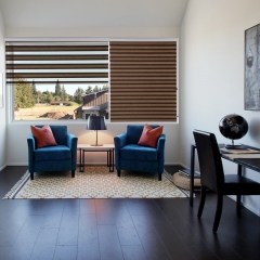 [Emlux] Motorized Roller Shades: 100% Polyester Full & Semi Blackout Zebra Blinds