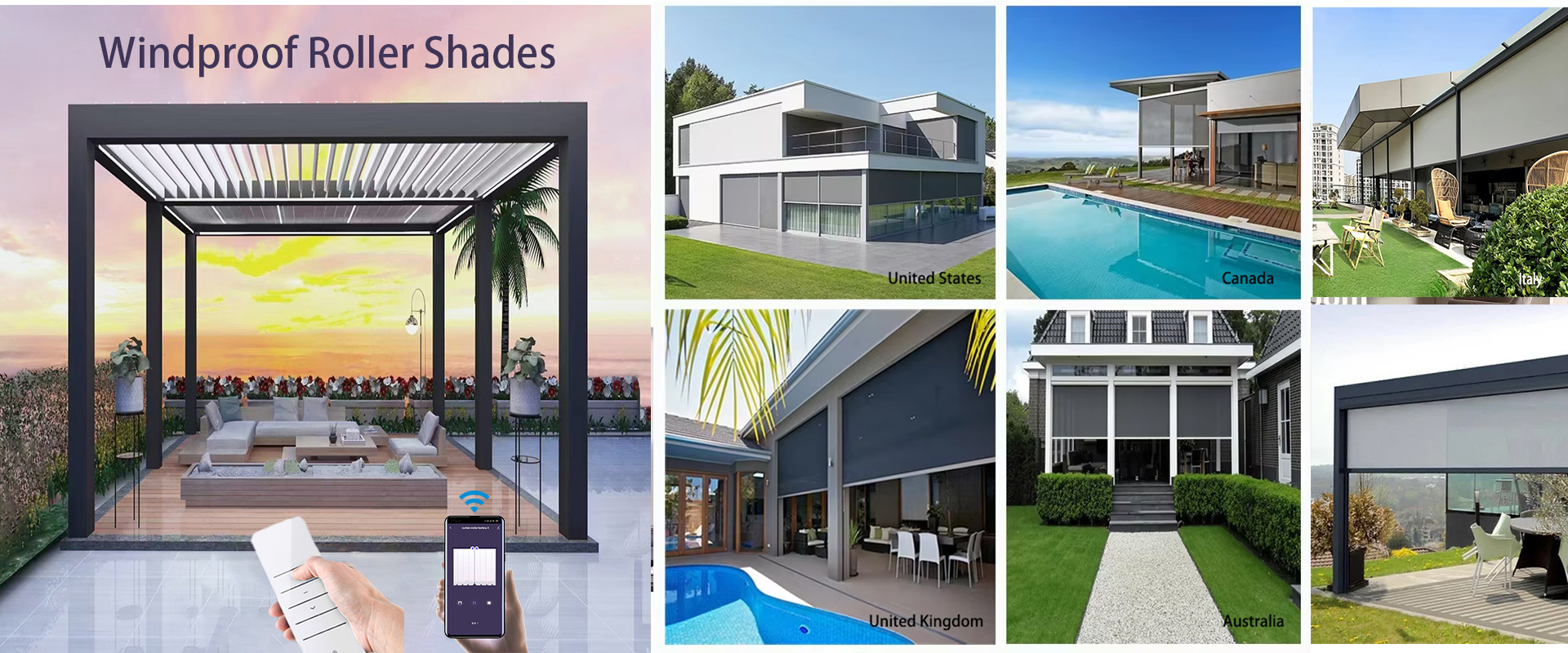 Roller Shades Zip Screen Windproof Blind Windproof / Sun Shading / Waterproof / Fireproof Aluminium Windproof Zipper Track roller blinds System