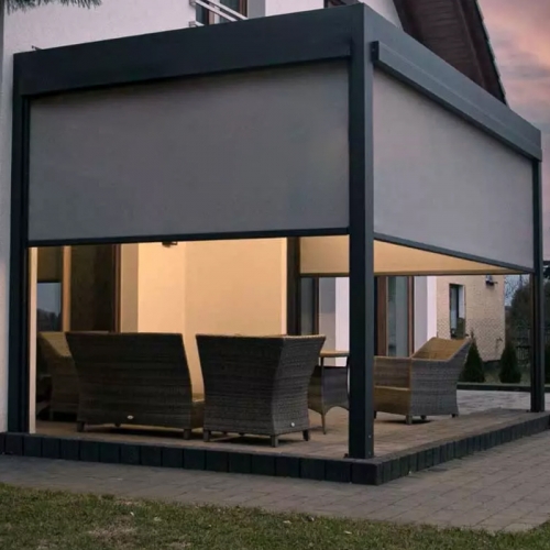 Motorized Windproof Zip Track Roller Blinds – OEKO-TEX Certified Outdoor Blackout Shades (600x400cm)