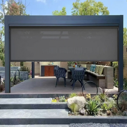 Storm-Proof Outdoor All-Weather Motorized Shades – Waterproof & UV-Resistant Zip Screen