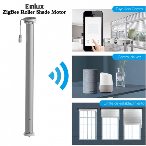 Motor tubular Tuya Zigbee de 25 mm para persianas enrollables con pantalla de proyección y batería.