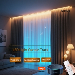 Smart Curtains with Ambient Lights Complete Set | Track Remote, DIY Installation for Home Apartment