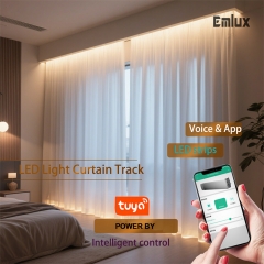 Smart Curtains with Ambient Lights Complete Set | Track Remote, DIY Installation for Home Apartment