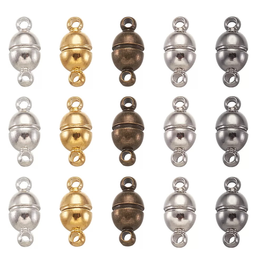 5 Set Round Brass Magnetic Clasp Magnet Converter For Bracelet Making 19x12mm 