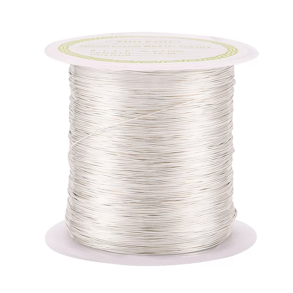 Round Copper Beading Wire for Jewelry Making Long-Lasting Plated Silver 28  Gauge 0.3mm 