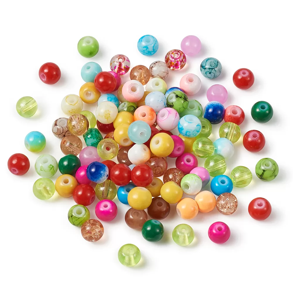 200Pcs 4mm Glass Beads Round Crystal Beads Colorful Spacer Bead