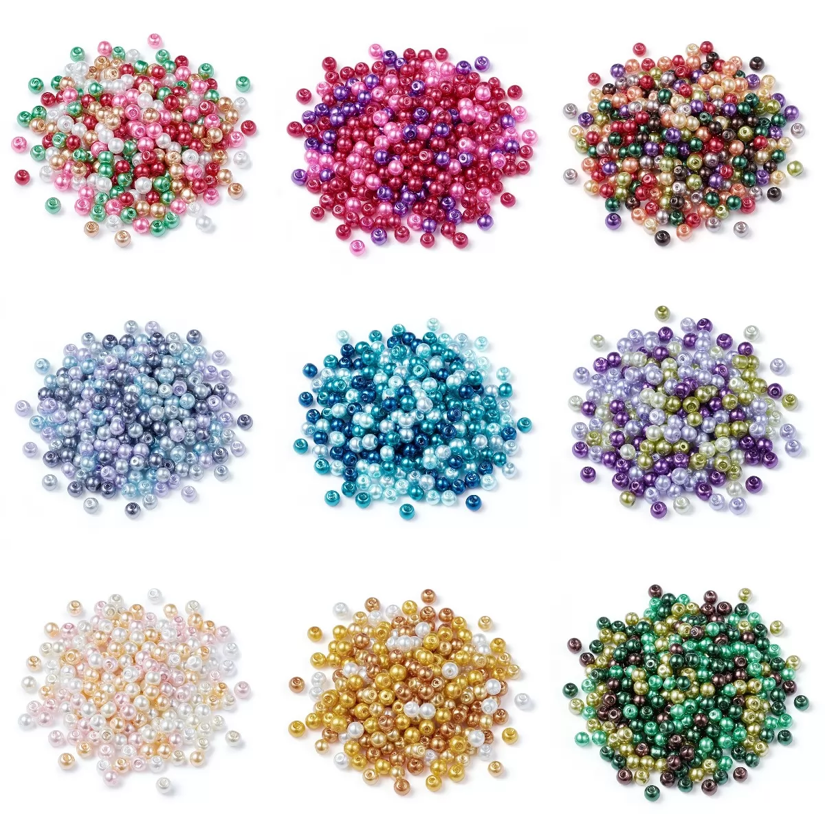 1 Bag Mixed Color Pearlized Glass Beads Pearl Beads 4mm/6mm/8mm Beading Jewelry 