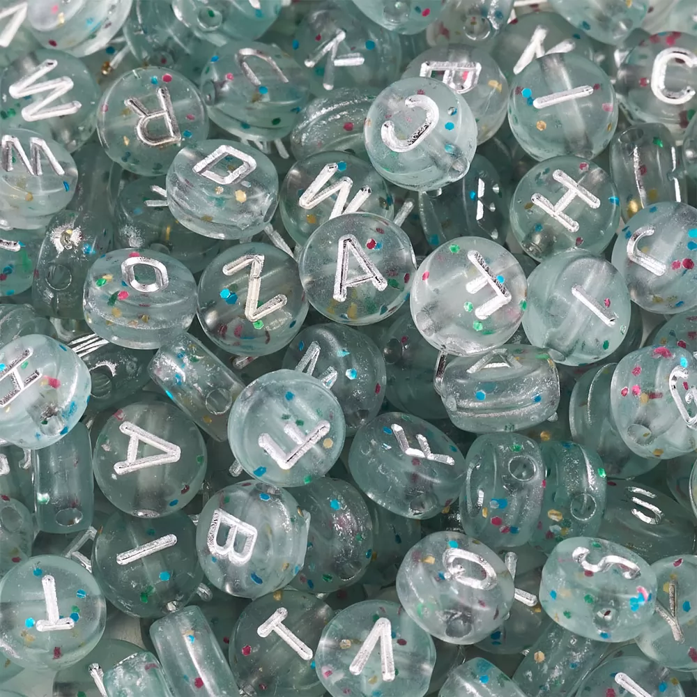 FASHEWELRY 200Pcs Flat Round Acrylic Alphabet Letter Beads 7x4mm Mixed  Transparent Letter AZ Spacer Beads for DIY Necklace Bracelet Jewelry Making