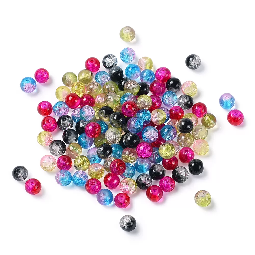 Crackle Glass Beads 8mm Beads for Jewelry Making Round CLEAR Spacer 100 pcs