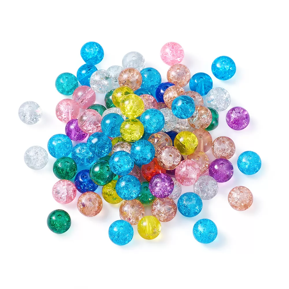 4mm/6mm/8mm10mm Crackle Glass Beads Tiny Transparent Round Ball Loose Beads Random Mixed Color for Jewelry Making Hole: 1.1-1.6mm (X-CCG-Q001-10mm-M)