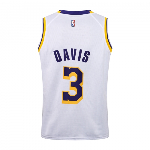 NBA Lakers Round Neck White Yellow Edge No. 3 (Hot Pressed)