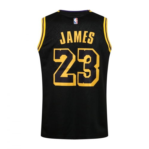 NBA Lakers Round Neck Black No. 23 (Hot Pressed)