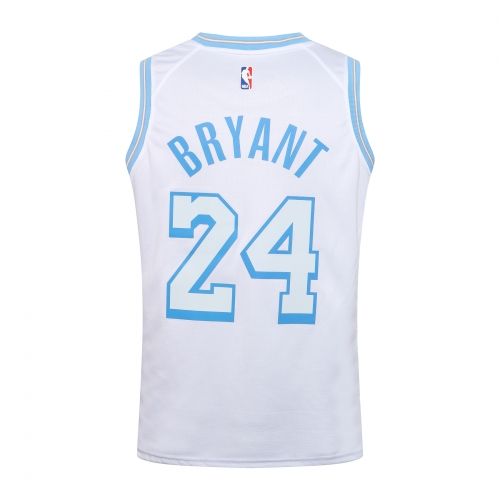 NBA Round Neck Lakers White No. 24 (Hot Pressed)