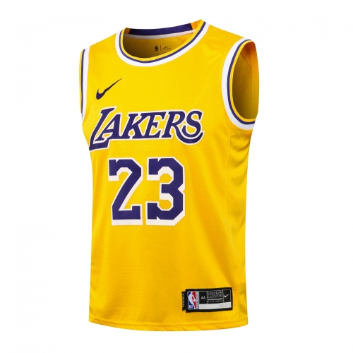 NBA Lakers Round Neck Yellow No. 23 (Hot Pressed)