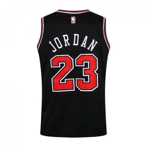 NBA Bull Round Neck Black No. 23 (Hot Pressed)