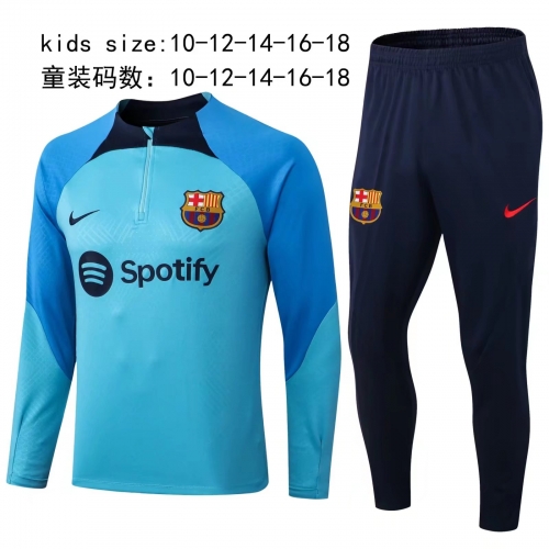 22-23 Barcelona blue stenciled children's clothing KIDS training suit