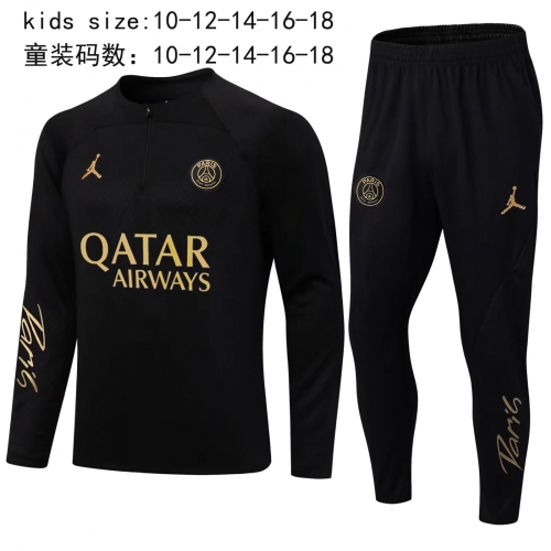 22-23 Paris black and gold children's PSG KIDS training clothes