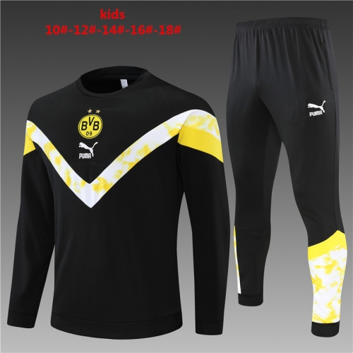 22-23 Dortmund black [round neck] KIDS training suit