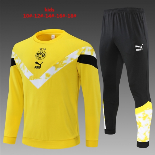 22-23 Dortmund Yellow [Round Neck] KIDS Training Suit