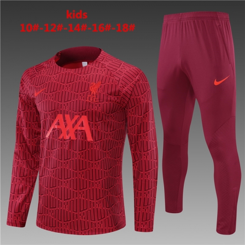 22-23 Liverpool Maroon [Round Neck] KIDS Training Suit