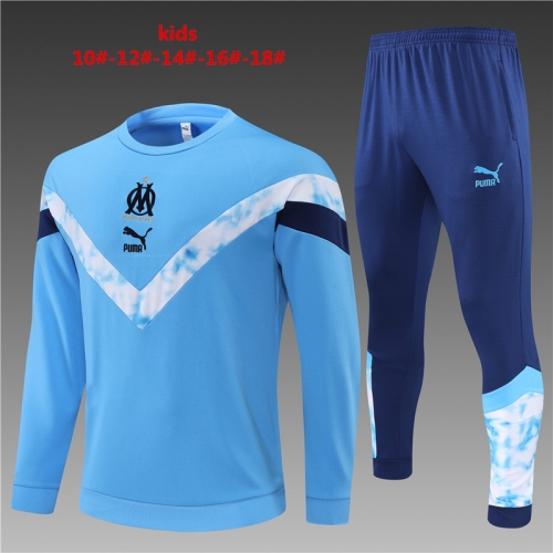 22-23 Marseille light blue [round neck] KIDS training suit