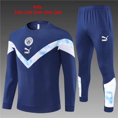 22-23 Manchester City Royal Blue [Round Neck] KIDS Training Suit