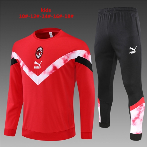 22-23AC Milan Red [Round Neck] KIDS Training Suit