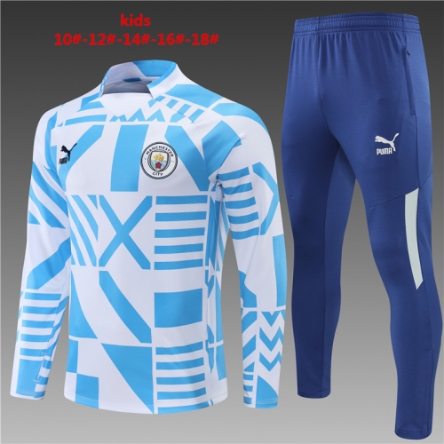 22-23 Manchester City [blue and white camouflage] KIDS training suit