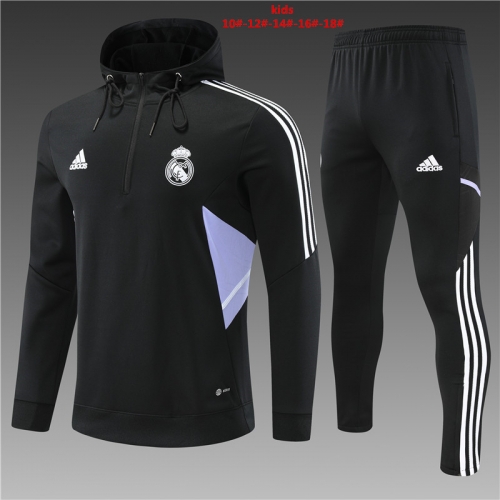 Children's 2223 Half Pulled Real Madrid Black with Hat