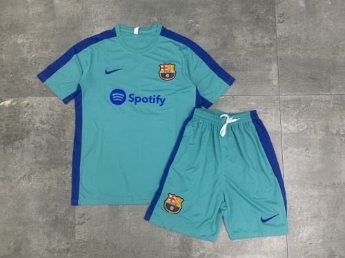 Children's 23-24 Short Sleeve Barcelona Blue [color scheme]+Adult