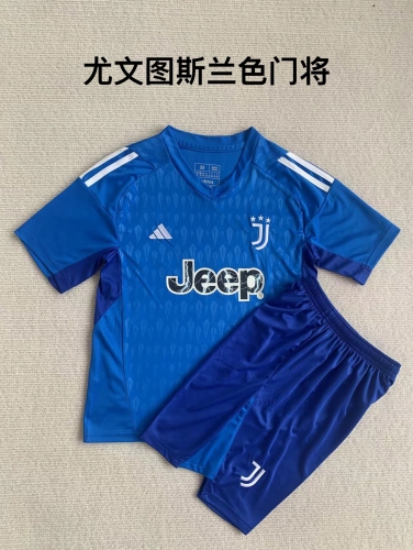 23-24 Juventus Blue Goalkeeper Kids+Adult Set+Socks