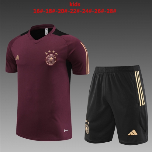 23-24 Short Sleeve German Date Red Kids+Adult Set, Training Clothing