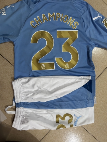 23-24 Manchester City Gold Font Commemorative Kids+Adult Set