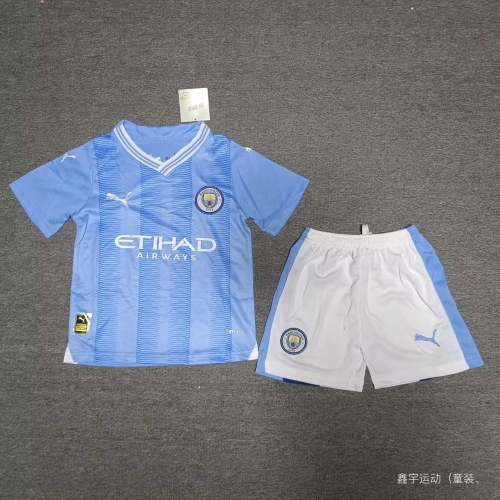 23-24 Manchester City home kids+Adult suit socks