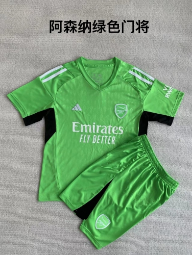 23-24 Arsenal Green Goalkeeper KIDS+Adult Set