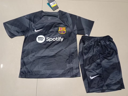 23-24 Barcelona Black Goalkeeper Kids+Adult Set