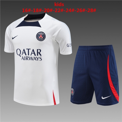 23-24 Short Sleeve Paris White PSG Kids+Adult Training Shirt