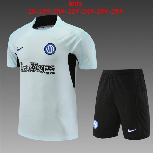 23-24 Short Sleeve Inter Milan Light Grey Kids+Adult Training Shirt