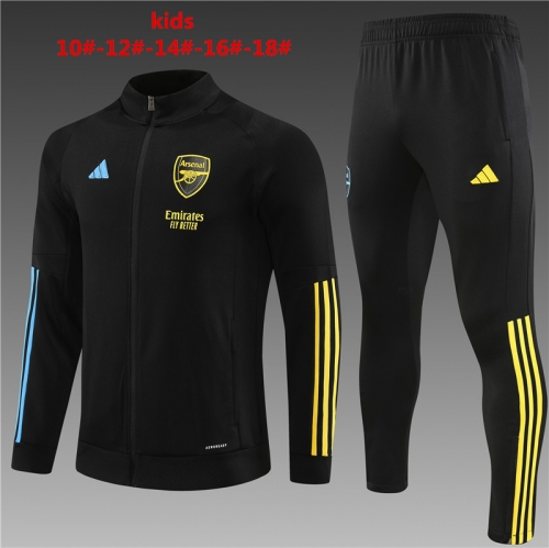 23-24 Long Pull Jacket Arsenal Black Kids+Adult Training Shirt