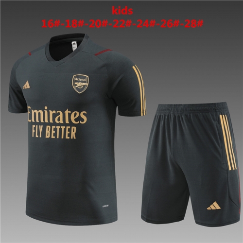 23-24 Short Sleeve Arsenal Dark Grey Kids+Adult Training Shirt
