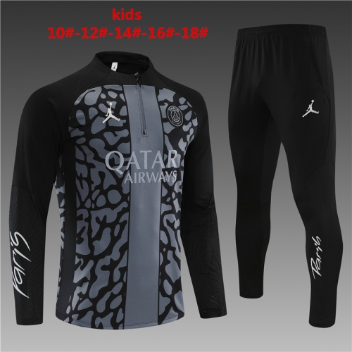 23-24 Jordan Paris Grey Black [Camo Style] PSG Kids+Adult Training Shirt