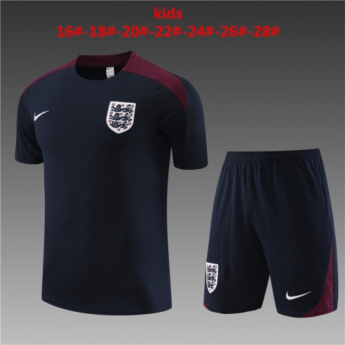 24-25 Short Sleeve England Royal Blue Kids+Adult Training Shirt