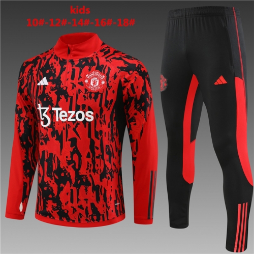 23-24 Manchester United Red [Camo Style] Kids+Adult Training Shirt