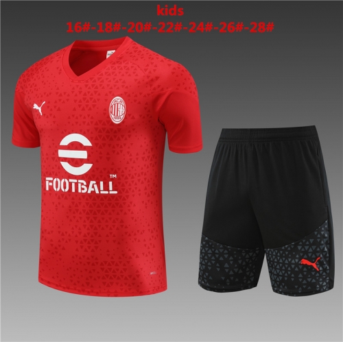 23-24 Short Sleeve AC Milan Red Kids+Adult Training Shirt