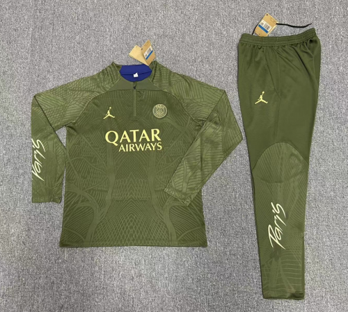 23-24 Jordan Paris PSG Army Green Kids+Adult Training Shirt