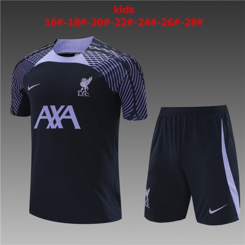 23-24 Short Sleeve Liverpool Royal Blue Training Kit Kids+Adult Set