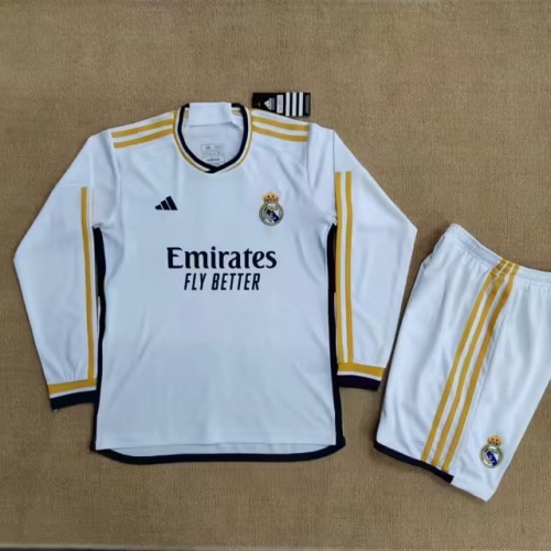 23-24 Real Madrid Home Long Sleeve Kids