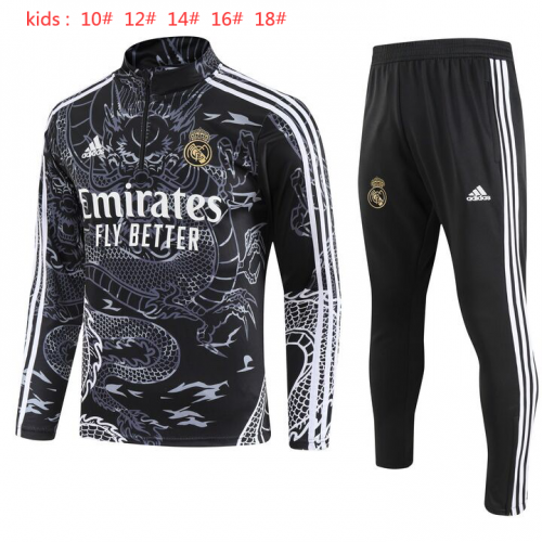 23-24 Real Madrid Black Special Edition Training Clothing for Children+Adults